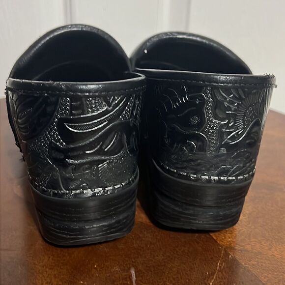 🔥🔥 DANSKO CLOGS Professional Black Leather Pattern - Women Sz 9.5-10 (40) -GUC - Picture 6 of 9